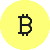 Gelber Kreis mit schwarzem Bitcoin-Symbol in der Mitte