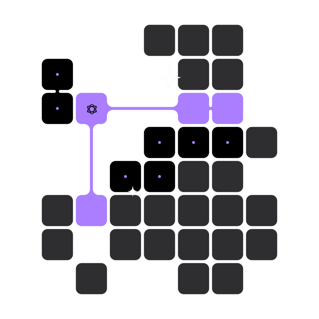 Visuelle Darstellung eines digitalen Datenflusses auf einem Kachelraster